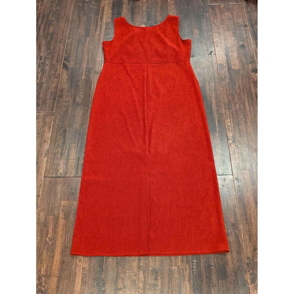 Vintage 90s Amanda Smith Red Velvet Maxi Dress Womens 12 Sleeveless Evening - Picture 2 of 6